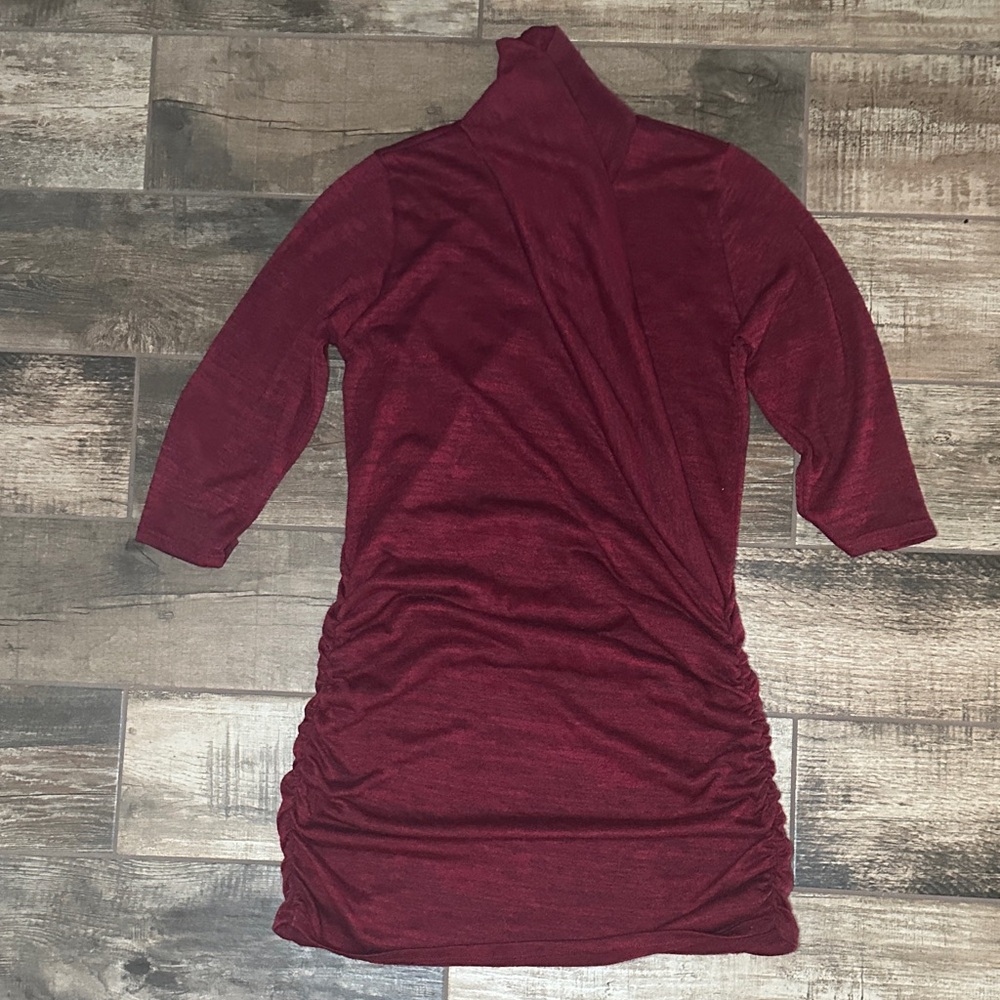 Chic Burgundy V-Neck Sweater Dress